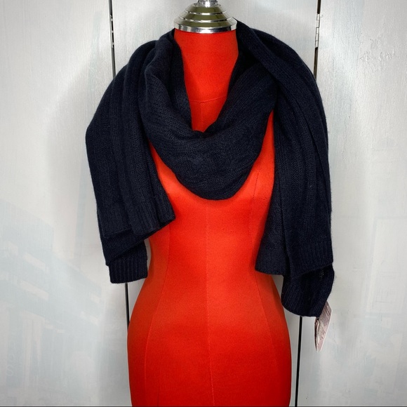 NWT Halogen 100% cashmere scarf wrap black - Picture 6 of 8